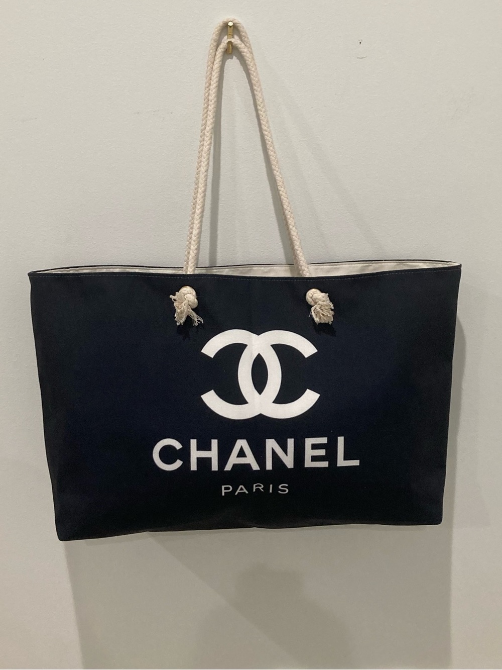 CC Black Canvas Large Beach Tote Bag - Picture 9 of 12